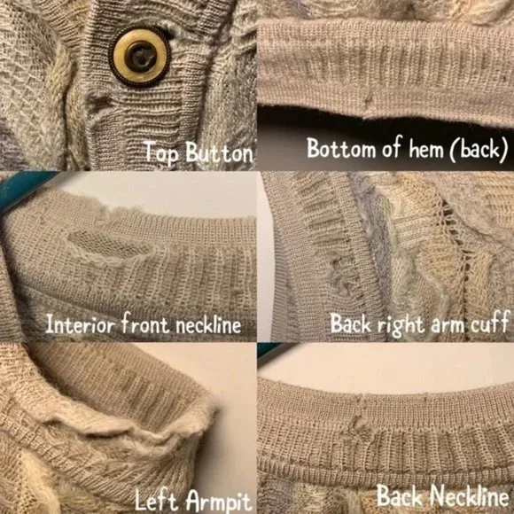 Rare COOGI Australia Wool 3D Cable Knit Oversized Sweater Vest Cardigan 80s 90s - Picture 7 of 8